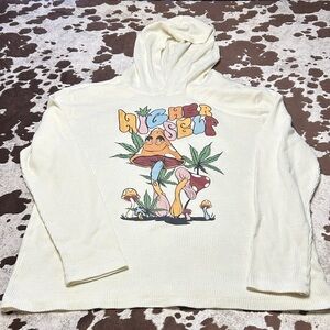 Cream Hoodie with Graphic Print